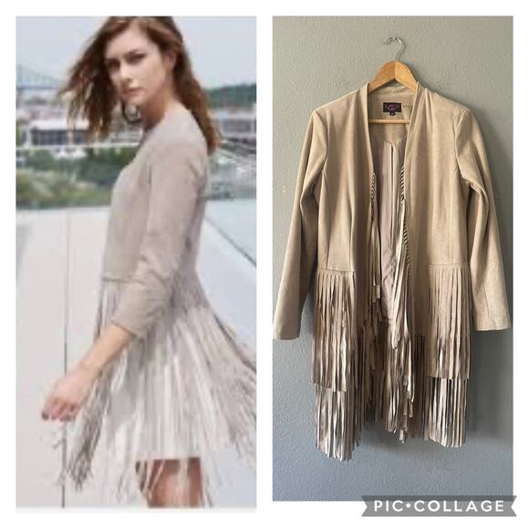 VS2‎ By VAKKO Faux Suede Fringe Jacket - Picture 1 of 6